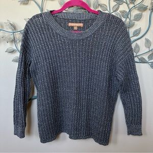 Ellen Tracy black & silver metallic crewneck sweater M
